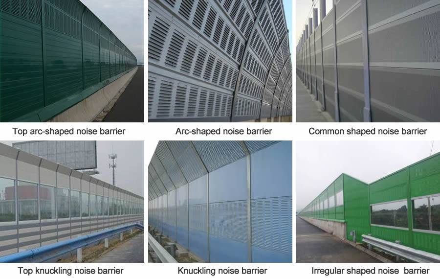 Six different aluminum sound barrier types.
