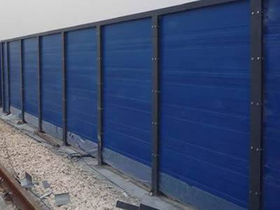 Blue reflective PVC sound barrier without holes.