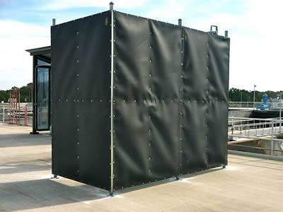 Flexible noise barrier as an enclosure is installed in the port.
