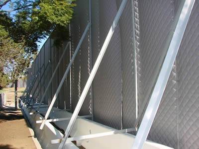 Flexible noise barrier is installed in the highway.