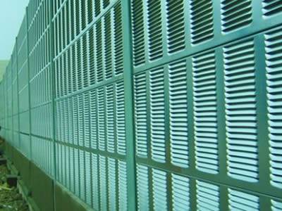 Perforated PVC sound barrier is installed in the factory.