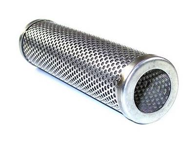 Stainless steel perforated pipe filter.