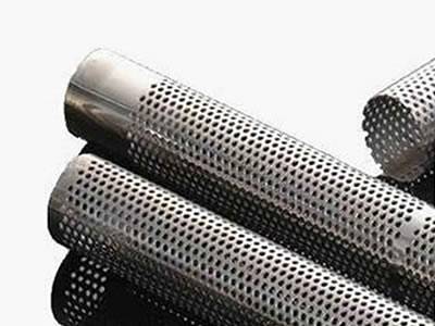 Straight seam welded tube with straight perforations.