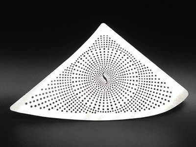 Triangle perforated filter disc with round and micro holes.